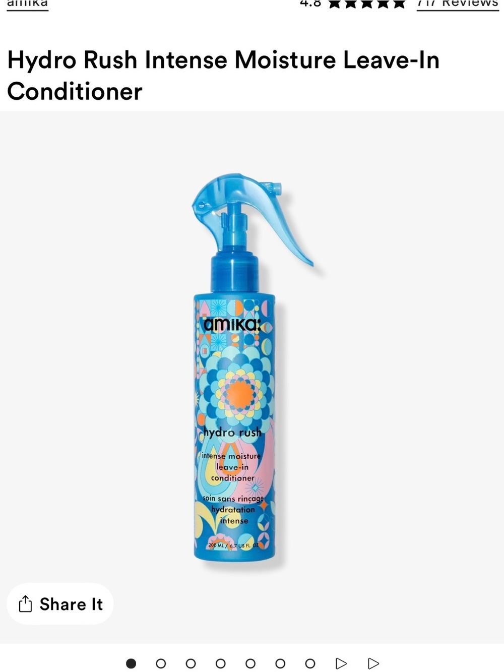 Brand new Amika Hydro Rush intense moisture leave in conditioner